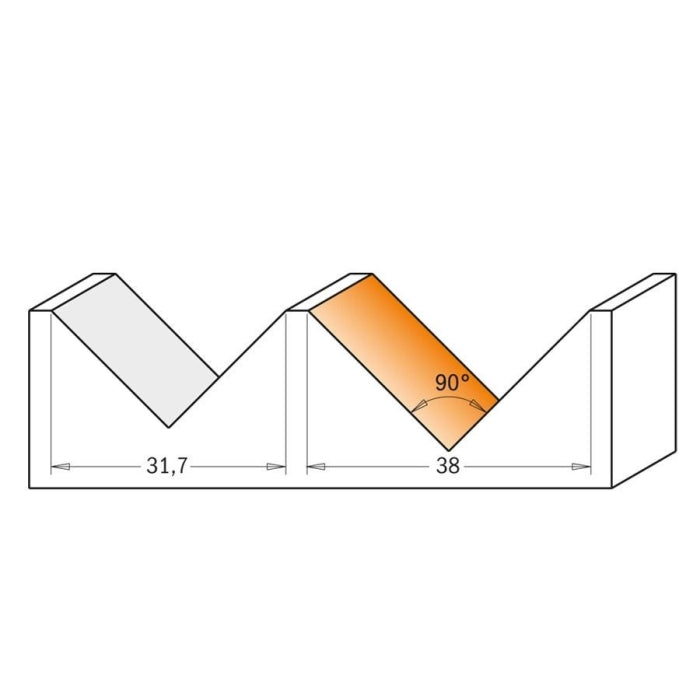 Fresa para Ranuras en V 90º D16x12.7 Mango 8 915.160.11 CMT