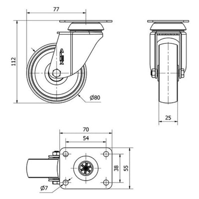 Rueda Poliamix Blanco 80mm 70Kg 2-3059 ALEX