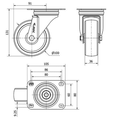 Rueda Poliamix Blanco 100mm 150Kg 2-1720 ALEX