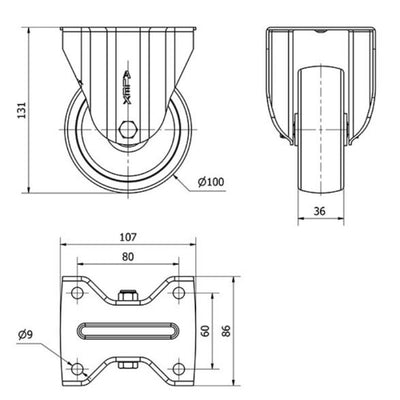 Rueda Poliamix Blanco 100mm 150Kg 2-1721 ALEX