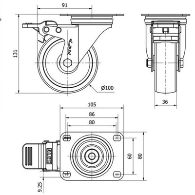 Rueda Poliamix Blanco 100mm 150Kg 2-1837 ALEX