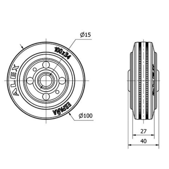 Aro Goma Negra 100mm 110Kg 2-0412  ALEX