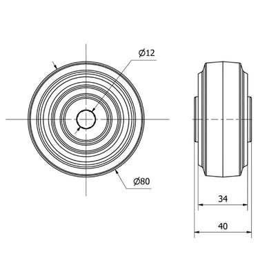 Aro Goma Gris 80mm 120Kg 2-3746 RUEDAS ALEX