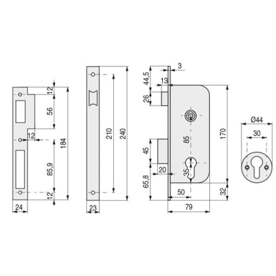 CERRADURA CANTO 2030/50/HL TESA RESBALON+PALETON