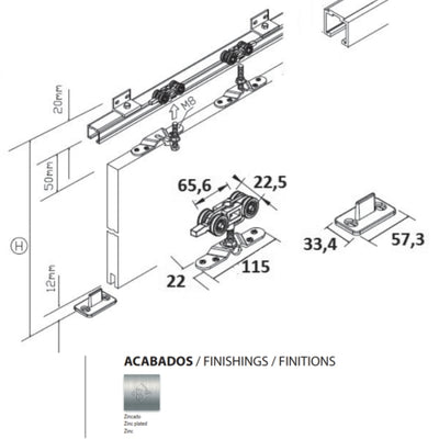 Juego de Poleas Kit 5000 80 Kg para Corredera BRASSOCHO