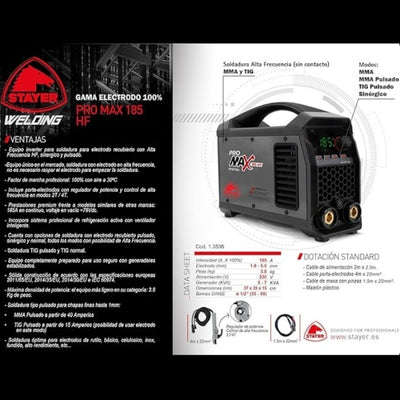 Equipo Soldadura MMA Inverter 185A PRO MAX 185 HF K STAYER
