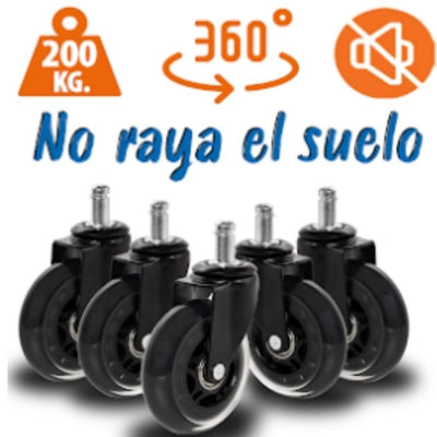 Rueda Giratoria para silla gaming/Oficina 75mm 200Kg (5 UDS)  3-0909 RUEDAS ALEX