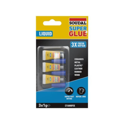 Super Glue Liquido Pack Tubo 3 X 1GR SOUDAL