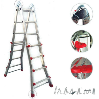 Escalera Multiposicion Telescopica 4X4 Peldaños Aluminio FERROTECH
