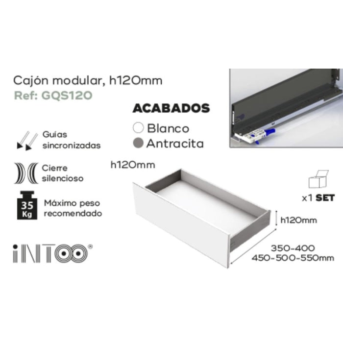 Set Cajon Modular SLIM H120 300mm. 20160 Antracita. Nobatech