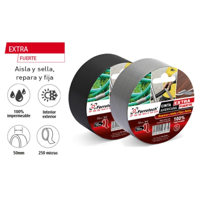 Cinta Americana Negro 50MM 30MT 250MICR 27994 FERROTECH