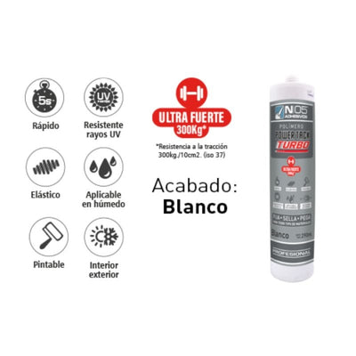 Adhesivo Polimero Power Tack TURBO Blanco 300kg 290ml 26903 N05