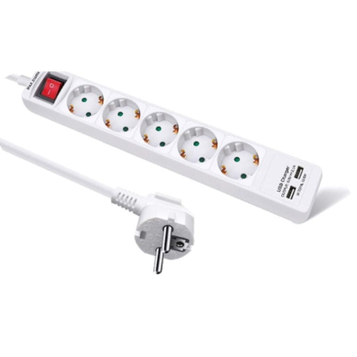 Regleta De 5 Enchufes C/ Interructor + USB 28217 FERROTECH N05