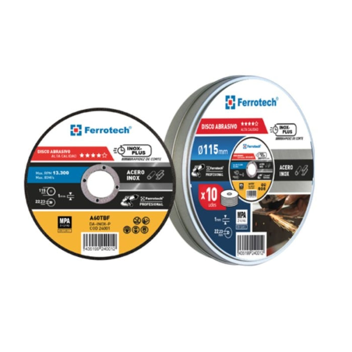 Disco De Corte INOX PLUS 125 X 1MM *** LATA 10 UNIDADES *** 28226 FERROTECH