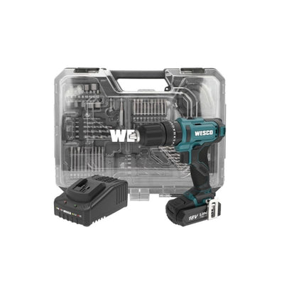 Taladro Percutor 18V, 50Nm, 2 Baterias 2.0 Ah, Cargador Y 75 Accesorios WS2390K2.1 WESCO