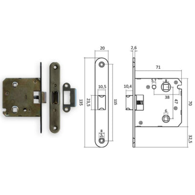 Picaporte Unificado De Canto Redondo 47mm Niquel 23712 N05