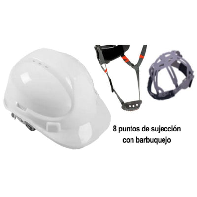 Casco De Obra Ventilado 8P + Barbuquejo 28400 PROTECT05 N05