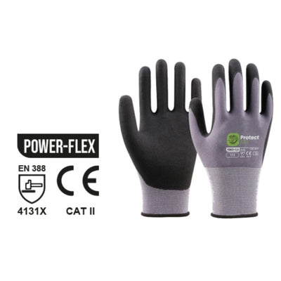 Guante Power-Flex Nitrilo gris-negro T9-L Protect05 28379 N05