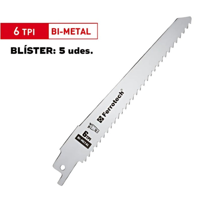 Sierra De Sable BI-MET 150mm 6TPI (5 Ud) 1,500 FERROTECH N05