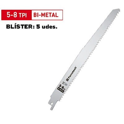Sierra De Sable BI-MET 225mm 5-8TPI (5 Ud) 1,501 FERROTECH N05