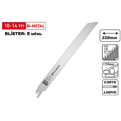Sierra De Sable BI-MET 225mm 10-14TPI (5 Ud) 27657 FERROTECH N05