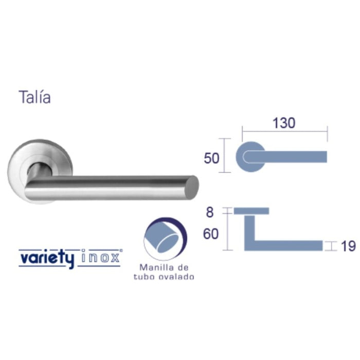 Juego De Manivela Roseta INOX-L RECTA TALIA19 (8109) (201) 25240 N05