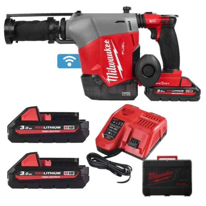 Martillo Rotativo SDS-PLUS M18 FUEL ONE-KEY 16MM Con Extrartor De Polvo M18FHAFOH16-302X 4933493533 MILWAUKEE
