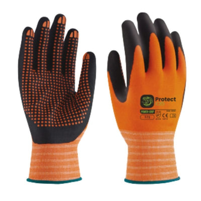 Guante Power-Grip Nitrilo + Puntos Negro-naranja T9-L Protect05 28383 N05