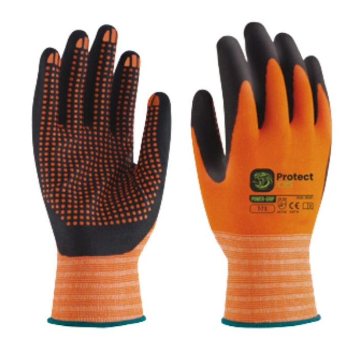 Guante Power-Grip Nitrilo + Puntos Negro-naranja T10-XL Protect05 28384 N05