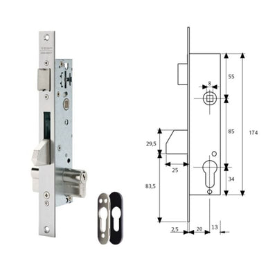 CERRADURA 2210/20/3NI TESA RESBALON+BASCULANTE