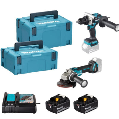 Makita DLX2552TJ Combo Miniamoladora DGA504Z + Taladro DHP486Z + 2 Bat 5.0Ah DLX2413TJ MAKITA