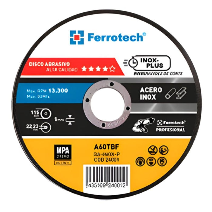 Disco Corte Inox Plus 115x1 24001 FERROTECH