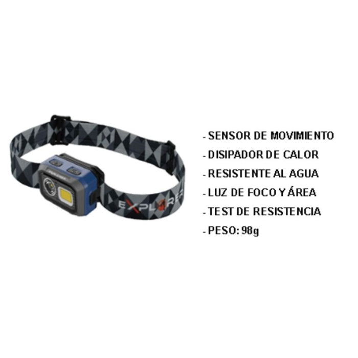 Linterna Diadema Led SMD+COB 100/300LM USB 43561 EXPLORER