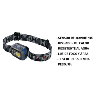 Linterna Diadema Led SMD+COB 100/300LM USB 43561 EXPLORER
