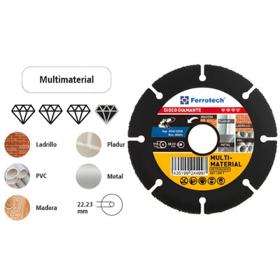 Disco diamante gral. Obra granito 230x8x1.8/2.6x22.2mm. 24493 Ferrotech
