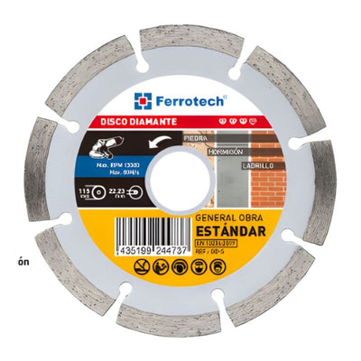 Disco diamante estándar gral. Obra 230x8x1.8/2.6x22.2mm. 24475 Ferrotech