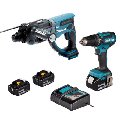 Kit combo DLX2556T (DHP485 + DHR202 + BL1850Bx2 + DC18RC 18V LXT 5Ah 2 bat) MAKITA