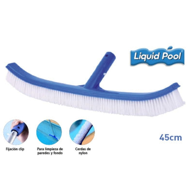 Cepillo Curvo cerdas nylon 45cm clip P/ Piscina LQP-002 FERROTECH