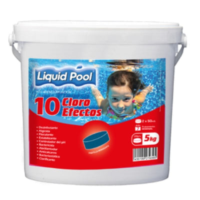 Cloro 10 efectos pastilla monocapa 200grs. 5Kg. LQP-019 Liquid Pool