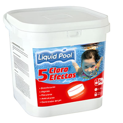 Cloro 5 efectos pastilla 200gr. 5Kg. Liquid Pool