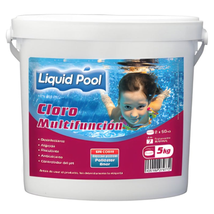 Cloro multifunción. S/cobre, pastilla 20gr. 2Kg. Liquid Pool