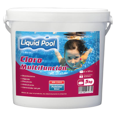 Cloro multifunción. S/cobre, pastilla 20gr. 2Kg. Liquid Pool
