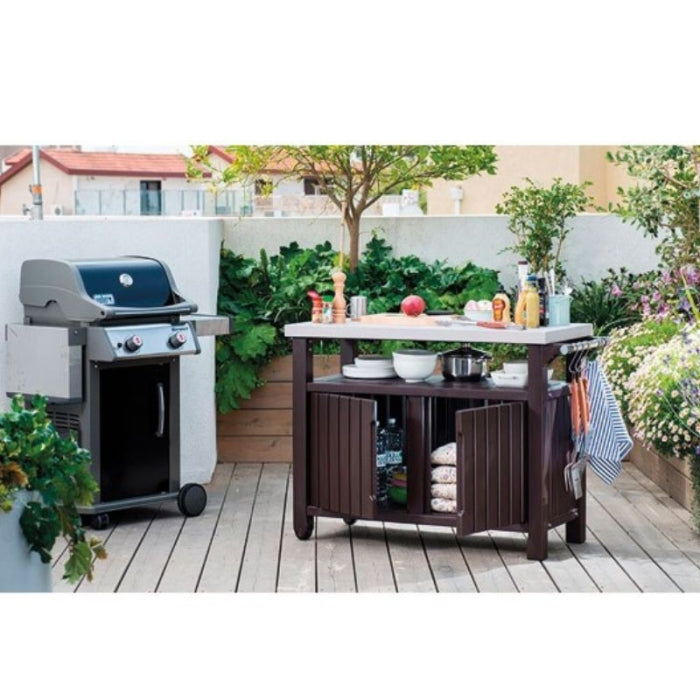 Mesa Barbacoa Resina Marrón EXT. 124 X 54 X 90 CM KETER