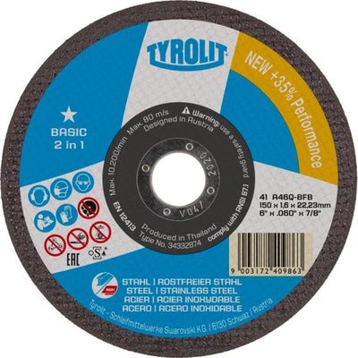 Tyrolit Disco Corte 2en1 Inox / Hierro Basic 115X2,5X22