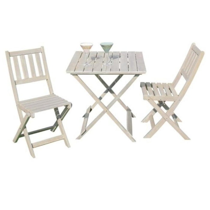 Conjunto Mesa Madera + 2 Sillas Plegables Decapé 70x70CM