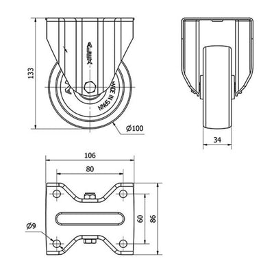 Rueda Poliamix 100mm 200Kg  ALEX 2-0238
