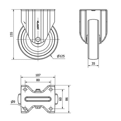 Rueda Poliamix 125mm 250Kg  ALEX 2-0240