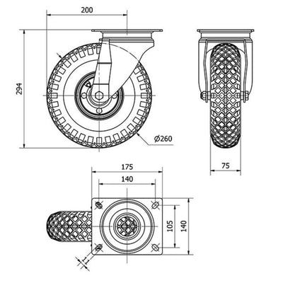 Rueda Neumática de Metal para 200KG ALEX 4-0922