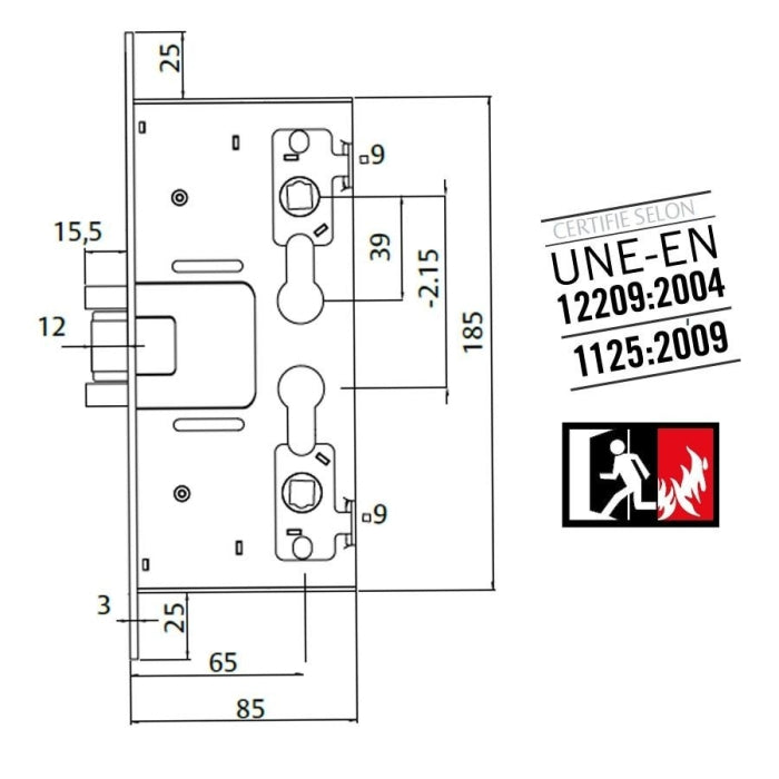 Cerradura Antipánico Invertida Inox CF60 TESA
