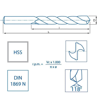 BROCA HSS REF.1040 3.5X165MM (LARGO 165) 12170